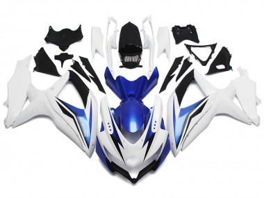 Blanco Brillante Con Plata & Azul 08-10 GSXR 600-750 Carenado