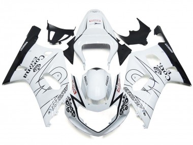 Blanco Brillante Corona & Negro 01-03 GSXR 600-750 Carenado