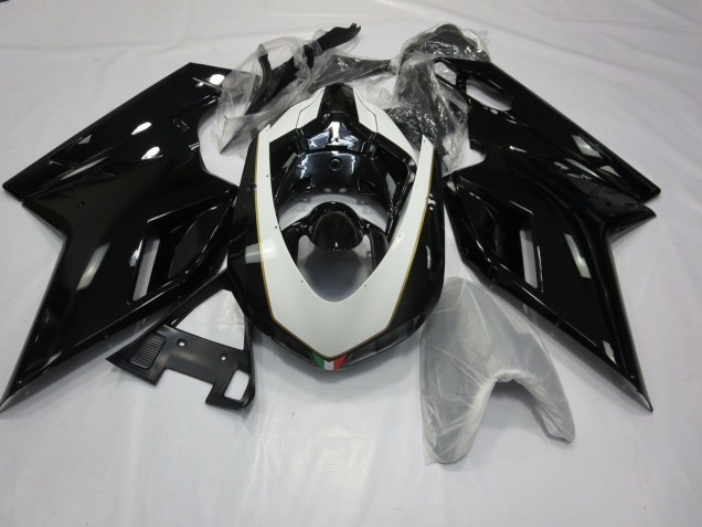 Blanco & Negro Brillante 07-14 Ducati 848 1098 1198 Carenado