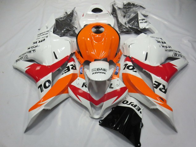 Blanco Rojo & Naranja Repsol 09-12 CBR600RR Carenado