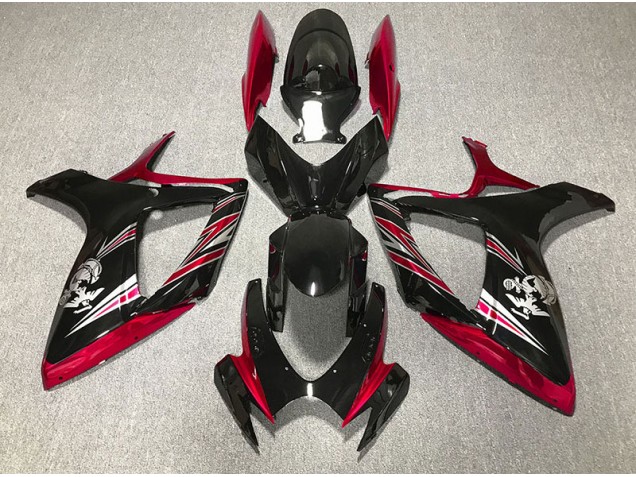 Diseño Rojo Brillante & Negro 06-07 GSXR 600-750 Carenado