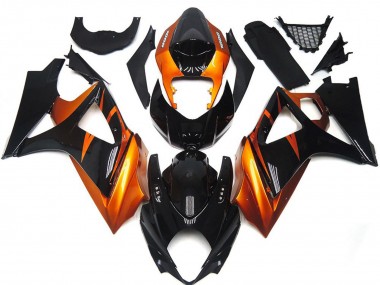 Estilo Naranja & Negro Brillante 07-08 GSXR 1000 Carenado