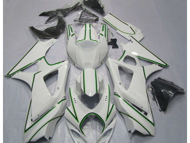 Raya Pin Verde Blanco Brillante 07-08 GSXR 1000 Carenado