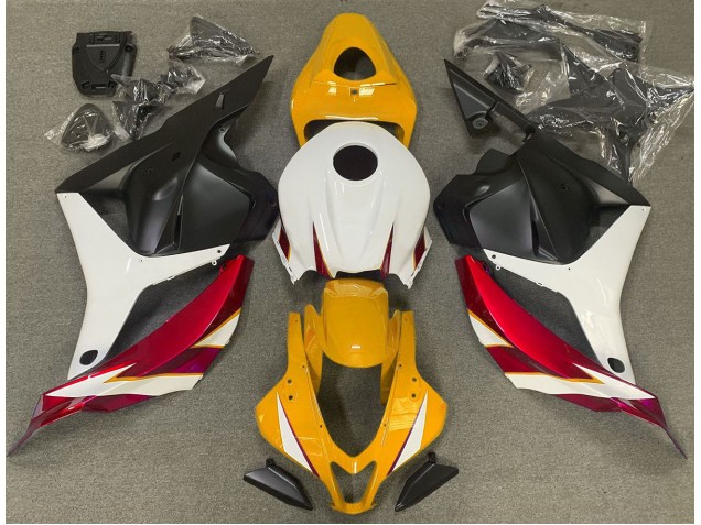 Rojo Brillo Blanco & Amarillo 09-12 CBR600RR Carenado