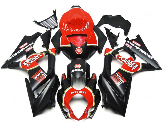 Vibrante Negro Mate Personalizado Lucky Strike 07-08 GSXR 1000 Carenado